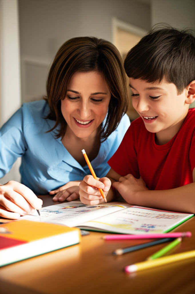 Professional tutor working with student